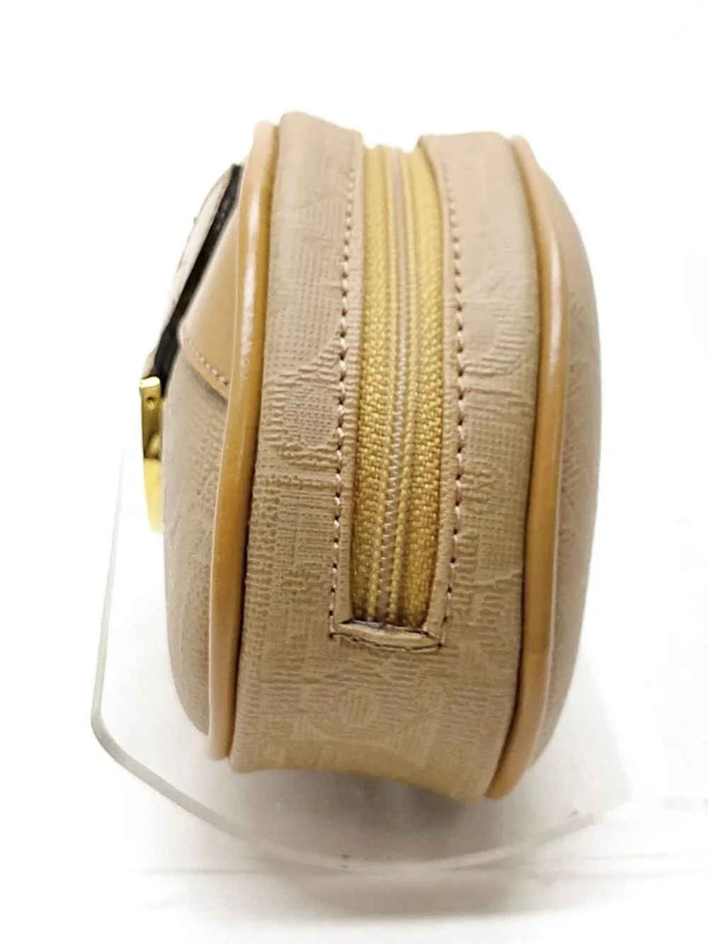 Authentic Christian Dior Trotter Canvas Cosmetic Pouch Beige Zip Makeup Case Vin